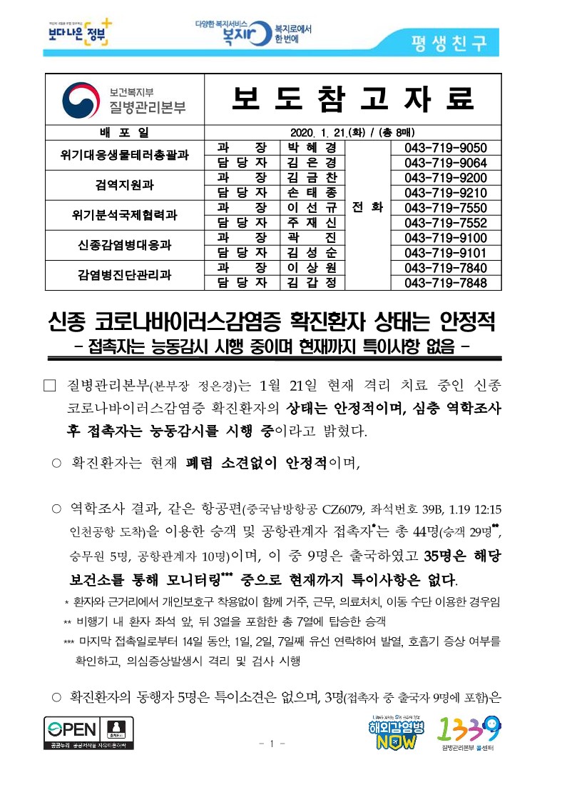 [질병관리본부] 신종 코로나바이러스감염증 확진환자 상태는 안정적_1.jpg